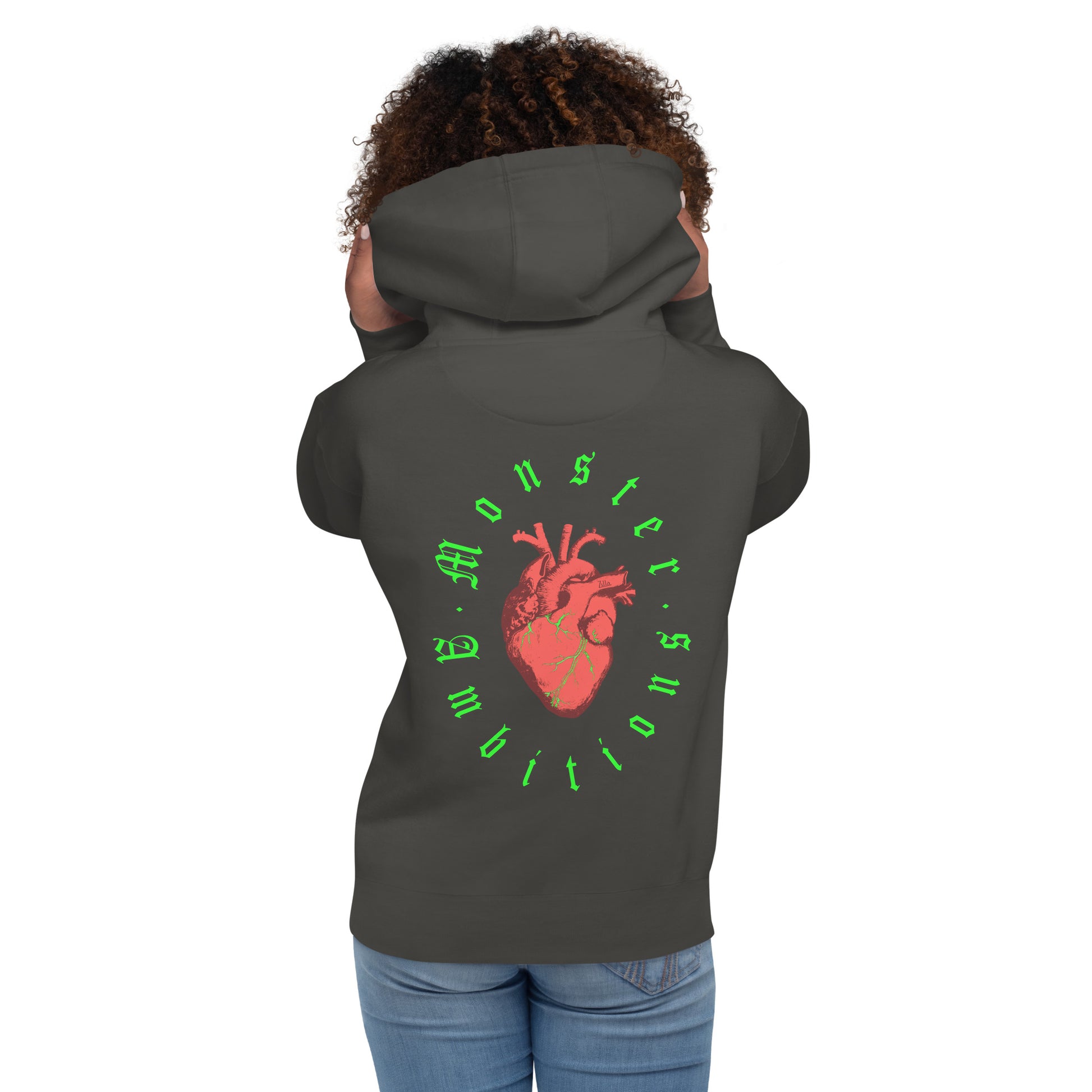 Zilla Monster Heart Hoodie (Lime)-Zilla